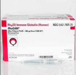 Rho(D) Immune Globulin  Ultra-Filtered Plus 300mcg, (1500 Units) Syringe (Refrigerate) Lot RG24K02  Exp 05/13/2027 NDC 0562-7805-00   Kedrion BIOPHARMA