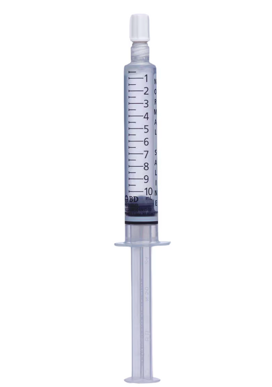 BD Posiflush Injection Solution Sodium Chloride 0.9% Prefilled Syringe 10mL Lot: 6071239 Exp: 02/28/2029  NDC: 08290-3065-62 Becton Dickinson
